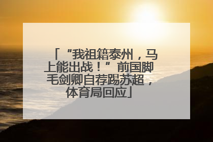 “我祖籍泰州，马上能出战！”前国脚毛剑卿自荐踢苏超，体育局回应