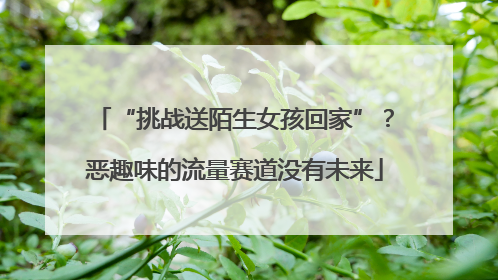 “挑战送陌生女孩回家”？恶趣味的流量赛道没有未来