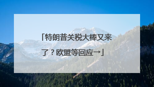 特朗普关税大棒又来了？欧盟等回应→