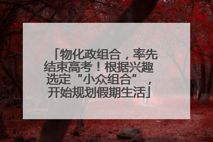 物化政组合，率先结束高考！根据兴趣选定“小众组合”，开始规划假期生活