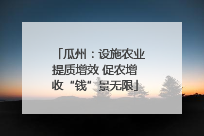 瓜州：设施农业提质增效 促农增收“钱”景无限