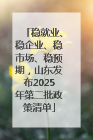 稳就业、稳企业、稳市场、稳预期，山东发布2025年第二批政策清单