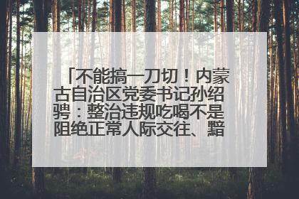 不能搞一刀切！内蒙古自治区党委书记孙绍骋：整治违规吃喝不是阻绝正常人际交往、黯淡人间烟火