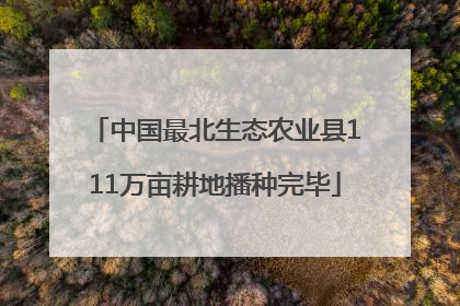 中国最北生态农业县111万亩耕地播种完毕