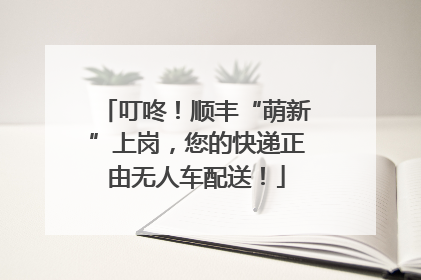 叮咚！顺丰“萌新”上岗，您的快递正由无人车配送！