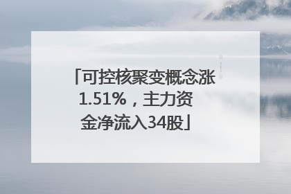 可控核聚变概念涨1.51%，主力资金净流入34股