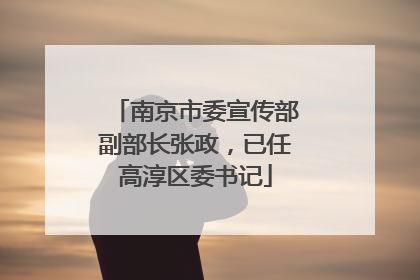 南京市委宣传部副部长张政，已任高淳区委书记