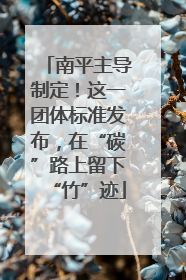 南平主导制定！这一团体标准发布，在“碳”路上留下“竹”迹