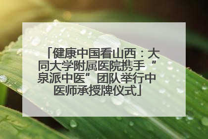 健康中国看山西：大同大学附属医院携手“泉派中医”团队举行中医师承授牌仪式