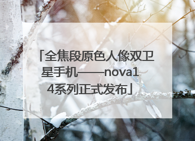 全焦段原色人像双卫星手机——nova14系列正式发布