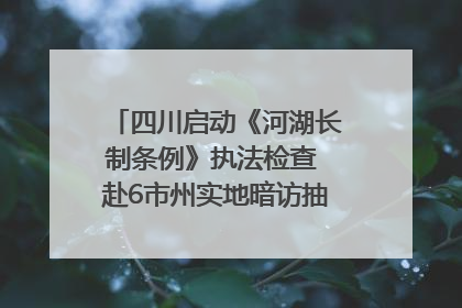 四川启动《河湖长制条例》执法检查 赴6市州实地暗访抽查｜四川人大之声