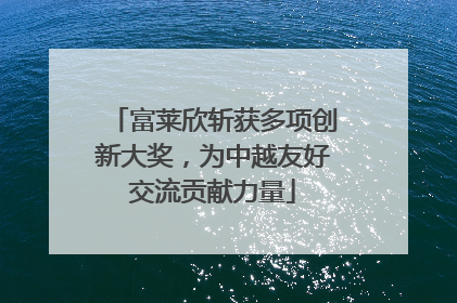 富莱欣斩获多项创新大奖，为中越友好交流贡献力量