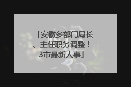 安徽多部门局长、主任职务调整！3市最新人事