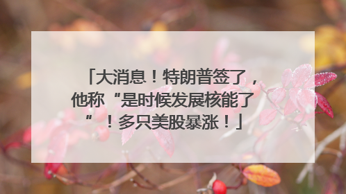 大消息！特朗普签了，他称“是时候发展核能了”！多只美股暴涨！