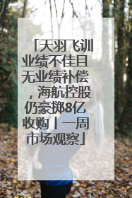 天羽飞训业绩不佳且无业绩补偿，海航控股仍豪掷8亿收购丨一周市场观察