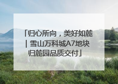 归心所向，美好如麓｜雪山万科城A7地块归麓园品质交付