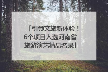 引领文旅新体验！6个项目入选河南省旅游演艺精品名录