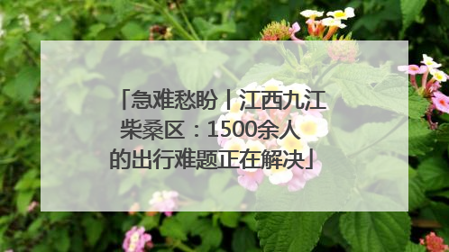 急难愁盼丨江西九江柴桑区：1500余人的出行难题正在解决