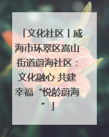 文化社区丨威海市环翠区嵩山街道蔚海社区：文化融心 共建幸福“悦龄蔚海”