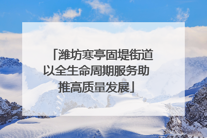 潍坊寒亭固堤街道以全生命周期服务助推高质量发展