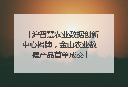 沪智慧农业数据创新中心揭牌，金山农业数据产品首单成交