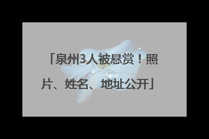 泉州3人被悬赏！照片、姓名、地址公开