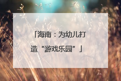 海南：为幼儿打造“游戏乐园”