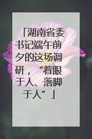 湖南省委书记端午前夕的这场调研，“着眼于人、落脚于人”