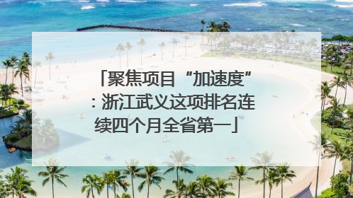 聚焦项目“加速度”：浙江武义这项排名连续四个月全省第一