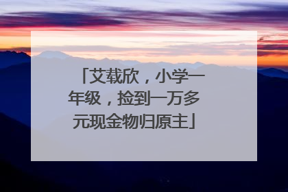 艾载欣，小学一年级，捡到一万多元现金物归原主