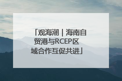 观海潮｜海南自贸港与RCEP区域合作互促共进