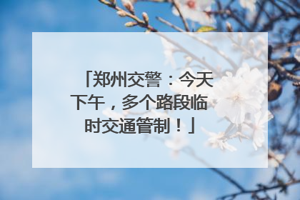 郑州交警：今天下午，多个路段临时交通管制！