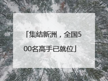 集结新洲，全国500名高手已就位