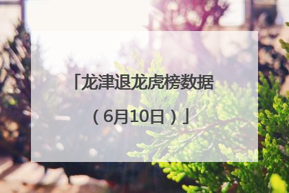 龙津退龙虎榜数据（6月10日）