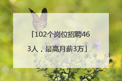 102个岗位招聘463人，最高月薪3万