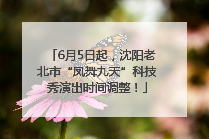 6月5日起，沈阳老北市“凤舞九天”科技秀演出时间调整！